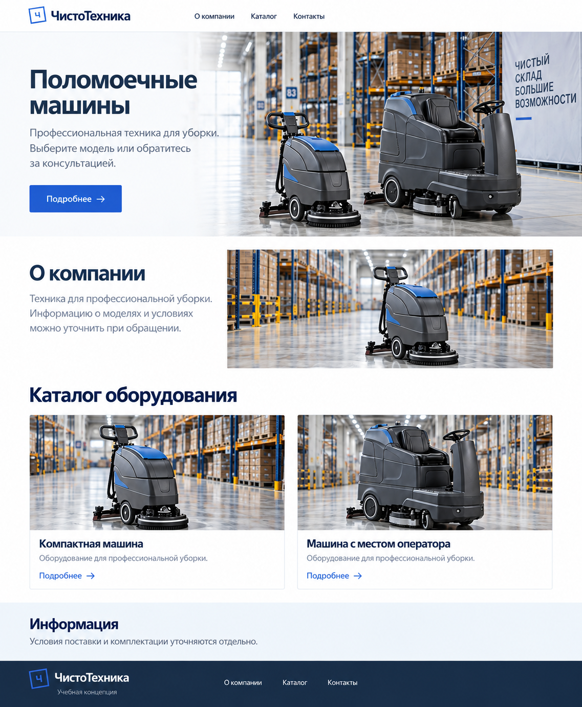 Поломоечные машины — учебный макет до изменений